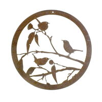 Wrens Small Round Metal Wall Art  