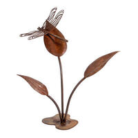 Large Dragonfly on Leaves Garden Art 