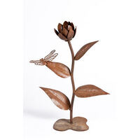 Flower Leaves with Dragonfly Garden Art 