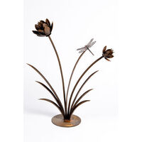 Flower Reed with Dragonfly Garden Art