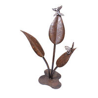 Two  Butterflies on Large Leaves Metal Garden Art