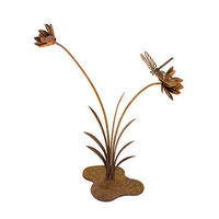 Flower Reed with Dragonfly Garden Art Small