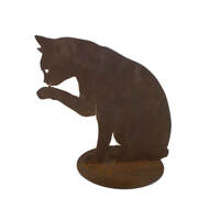 Cat Licking Paw Medium Stand Garden Art 