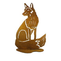 Sitting Fox Stand Garden Art 