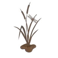 Bullrush with Dragonfly Stand Garden Art 