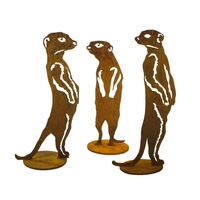 Three Meerkat Stand Set Garden Art 