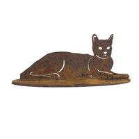 Reclining Cat Stand Small Garden Art 