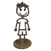 Stick Figure Boy Stand Garden Art 