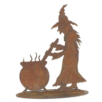 Witch with Cauldron Stand Garden Art 