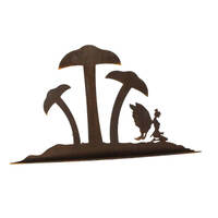 Small Fairy Under Mushrooms Stand Garden Art