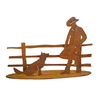 Farmer and Dog Stand Garden Art
