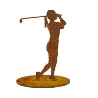 Small Golfer Female Metal Garden Art