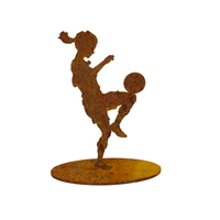 Small Soccer Player Female  Metal Garden Art