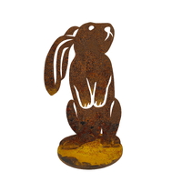 Rabbit Two Small  Stand Metal Garden Art