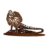 Frill Neck Lizard Stand Small Metal Garden Art