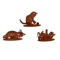 Kittens Playing Metal Garden Art Set of Three