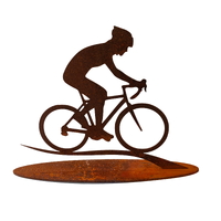 Cyclist Stand Metal Garden Art