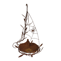 Hanging Birdbath with Spiderweb