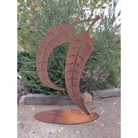 Two Gum Leaves Metal Sculpture 