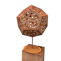 SCU047 Flame Geosphere Sculpture Metal Garden Art