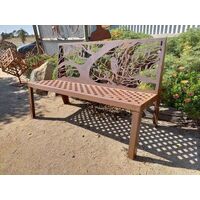 Kookaburra in Gum Tree Metal Park Bench Garden Art  