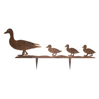 Wood Duck and Three Ducklings Wedge Stake Garden Art