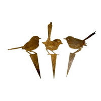 Three Fairy Wren Wedge Stake Set - Metal Garden Art