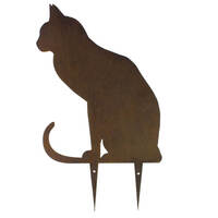 Sitting Cat 2 Wedge Stake Garden Art 