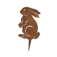 Small Rabbit Stake Three Metal Garden Art