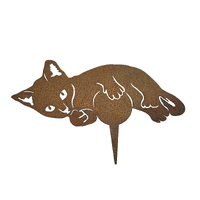 Kitten Lying on A Ball Stake Metal Garden Art