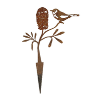 Crescent Honeyeater on Banksia Flower Stake Metal Garden Art