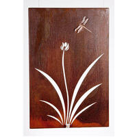 Flower and Dragonfly Box Metal Garden Wall Art