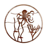Octopus Round Metal Garden Wall Art