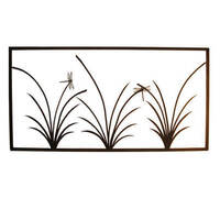 Three Reed Panel Garden Wall Art Large