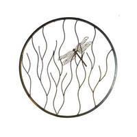 Dragonfly on Branches Round Garden Wall Art