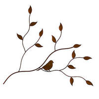 Sparrow On Branch Metal Garden Wall Art