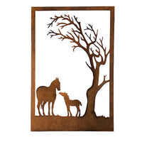 Horses Under Tree Metal Garden Wall Art 