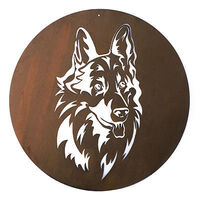 Dog  Face Round Metal Garden Wall Art