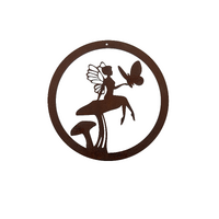 Fairy on flower small round panel